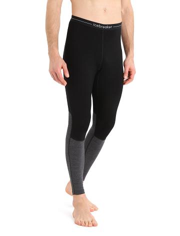 Black / Jet Heather Men's Icebreaker Merino 260 ZoneKnit™ Merino Leggings Base Layers | USA 1332PJJQ